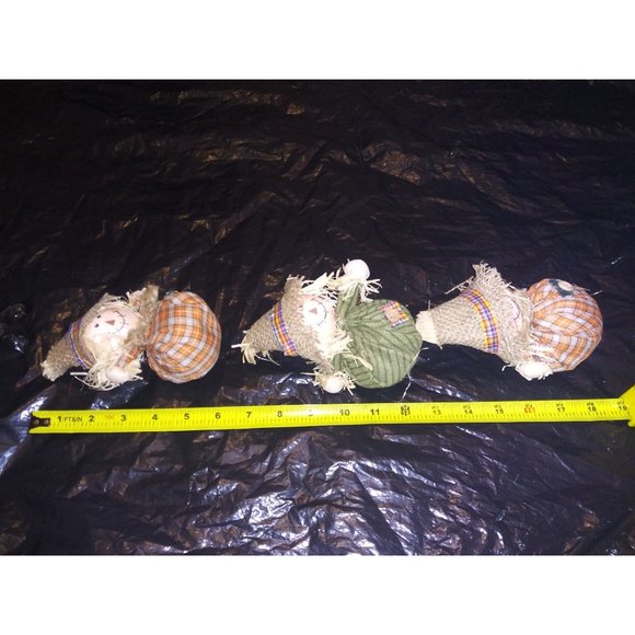 Mini Scarecrow Table Sitters Lot of 3 Thanksgiving 6 Inch Fall Decor Figures - Picture 6 of 8